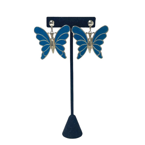 Vintage Blue Butterfly Earrings