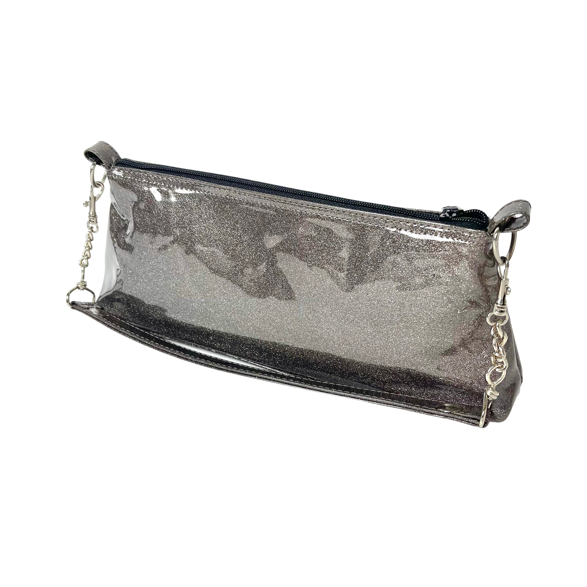 Sequin Heart Leather Purse in Black