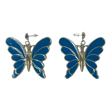Load image into Gallery viewer, Vintage Blue Butterfly Earrings